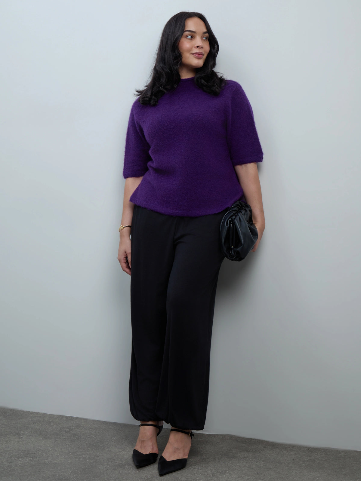 Black Jersey Balloon Trousers
