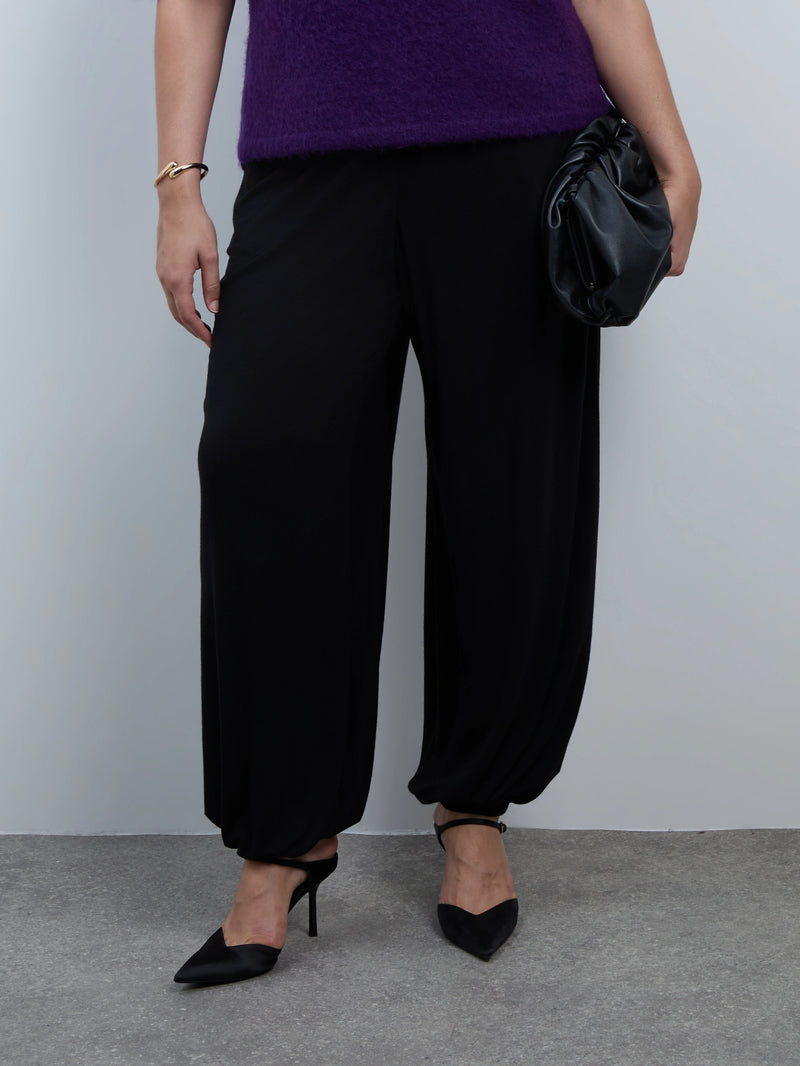 Black Jersey Balloon Trousers