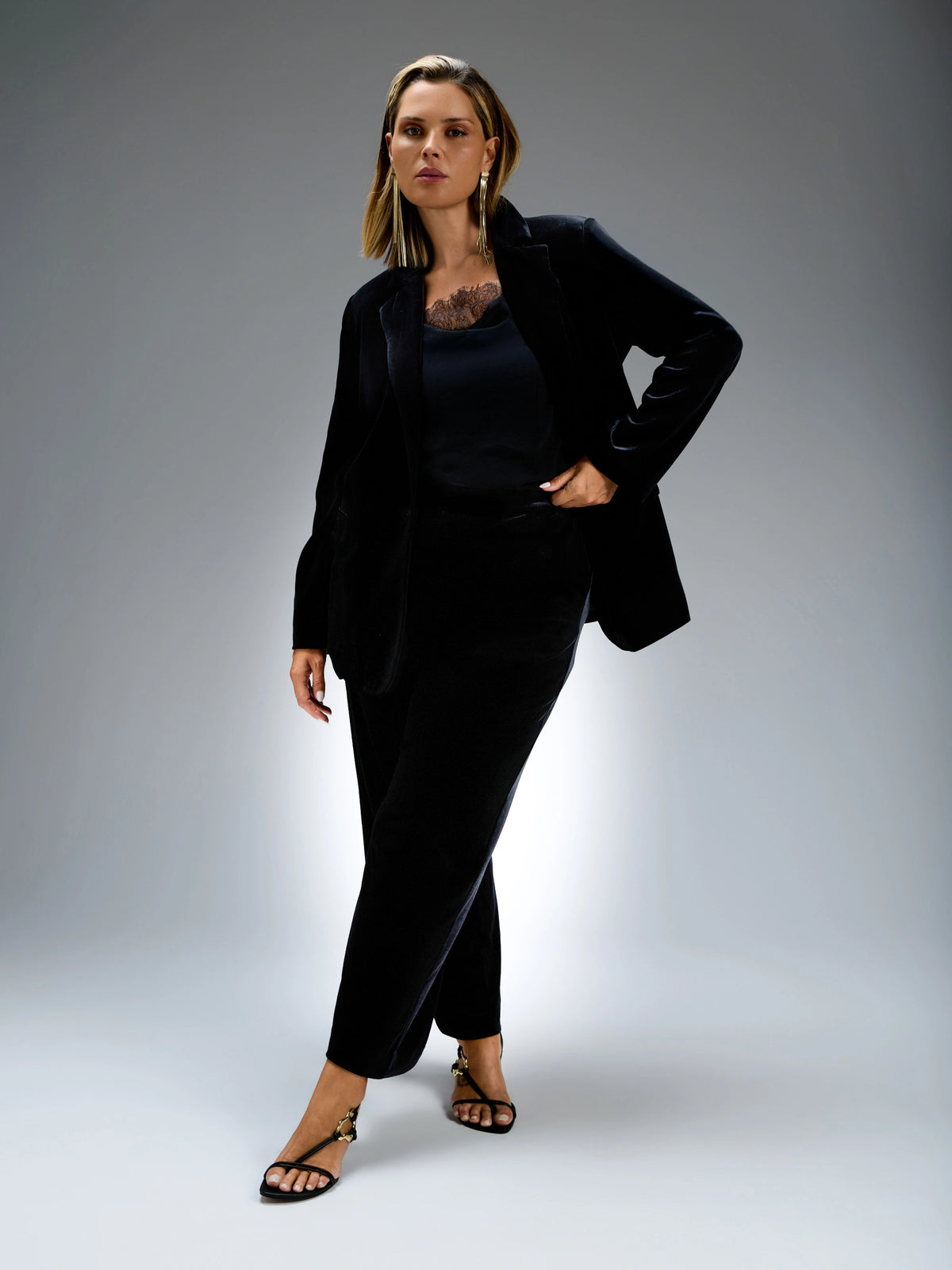 Black Velvet Single Breasted Blazer