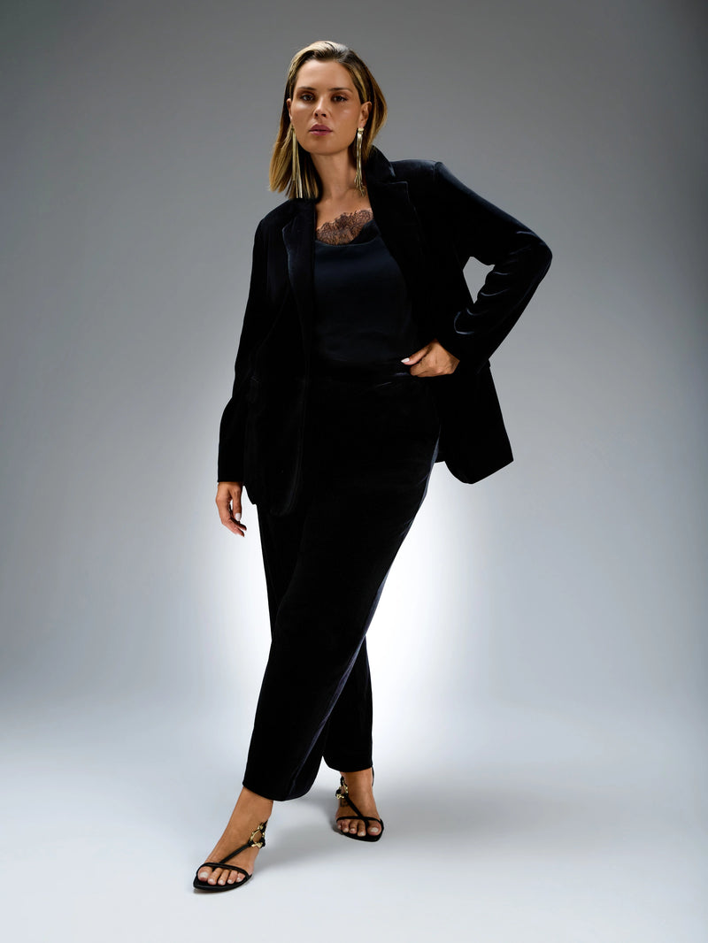 Black Velvet Single Breasted Blazer