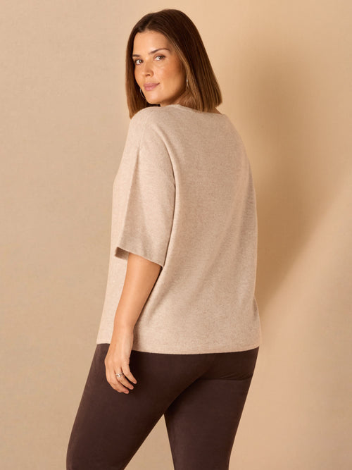 Oatmeal Short Sleeve Knitted Jumper