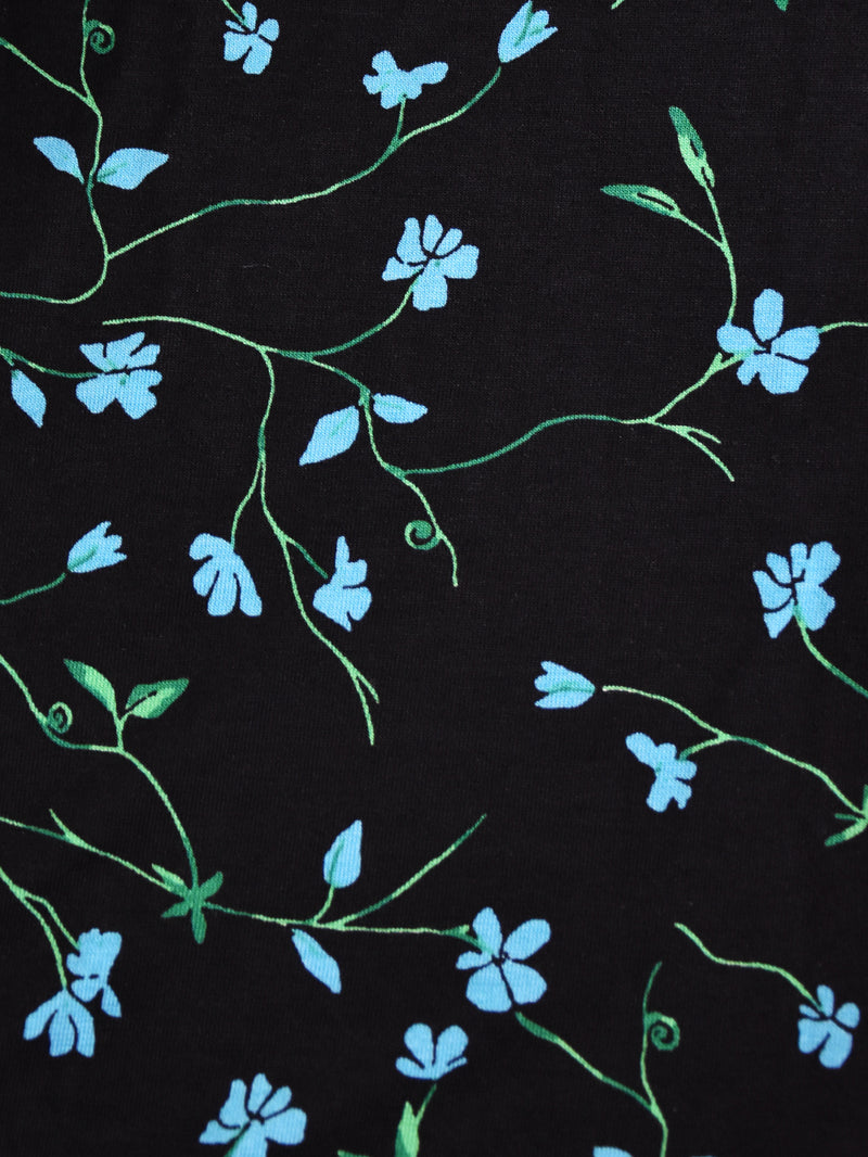 Blue Ditsy Print Jersey Wrap Dress