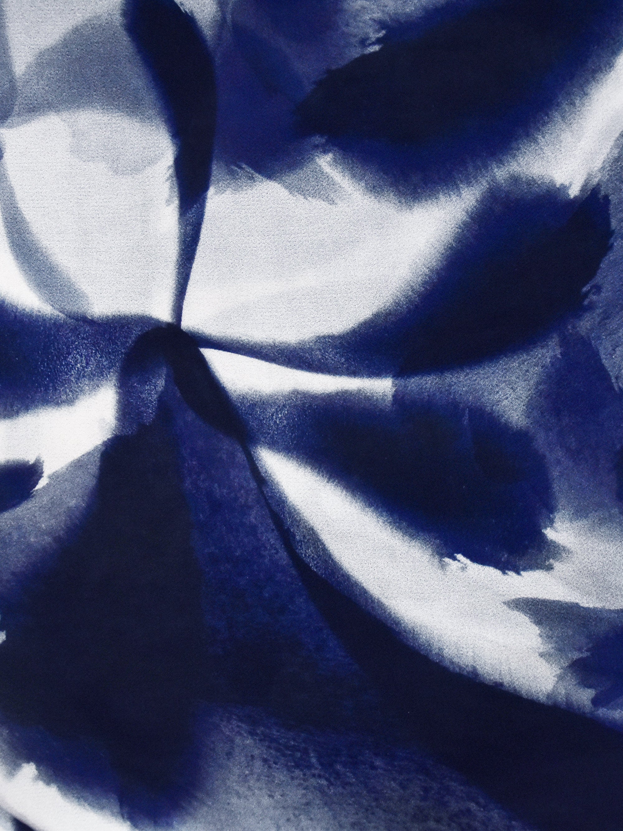 Blue Floral Print Pleat Sleeve Blouse