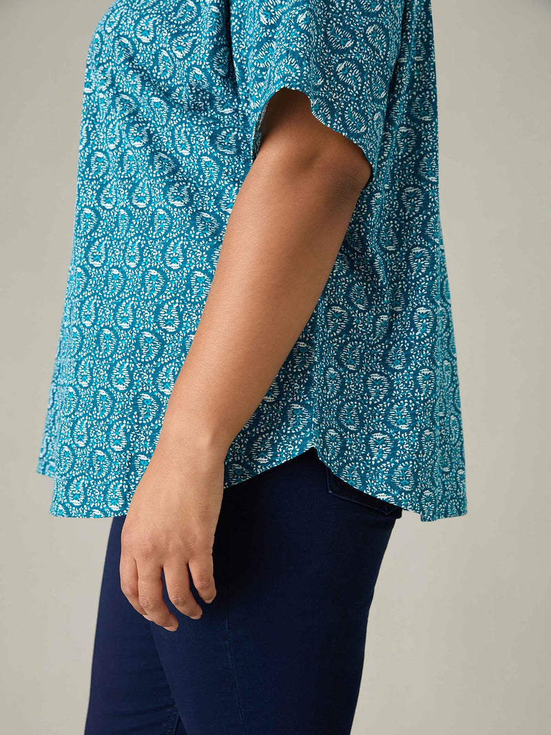 Green Paisley Print Jersey Kimono