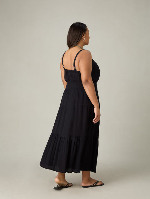 Black Crinkle Tiered Skirt