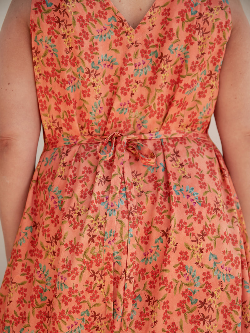 Multi Floral Sleeveless Midi Dress