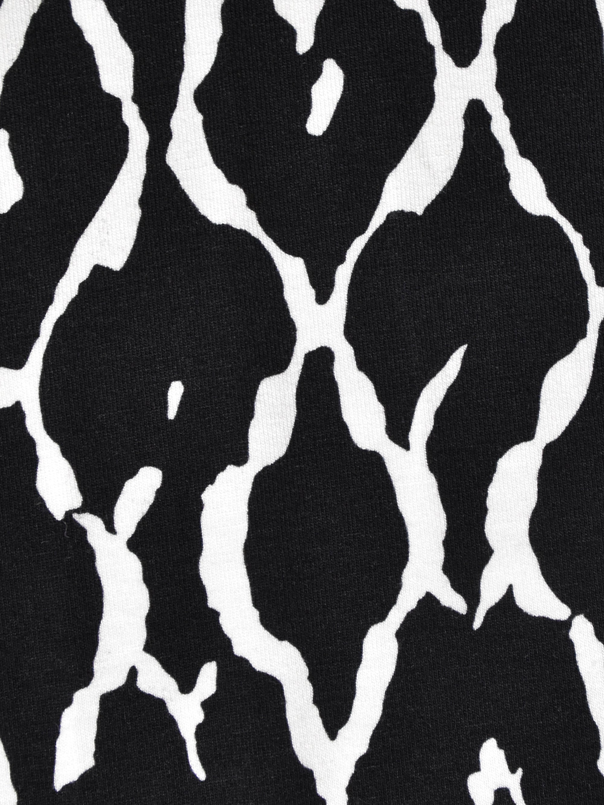 Mono Ikat Print Jersey Notch Front Top