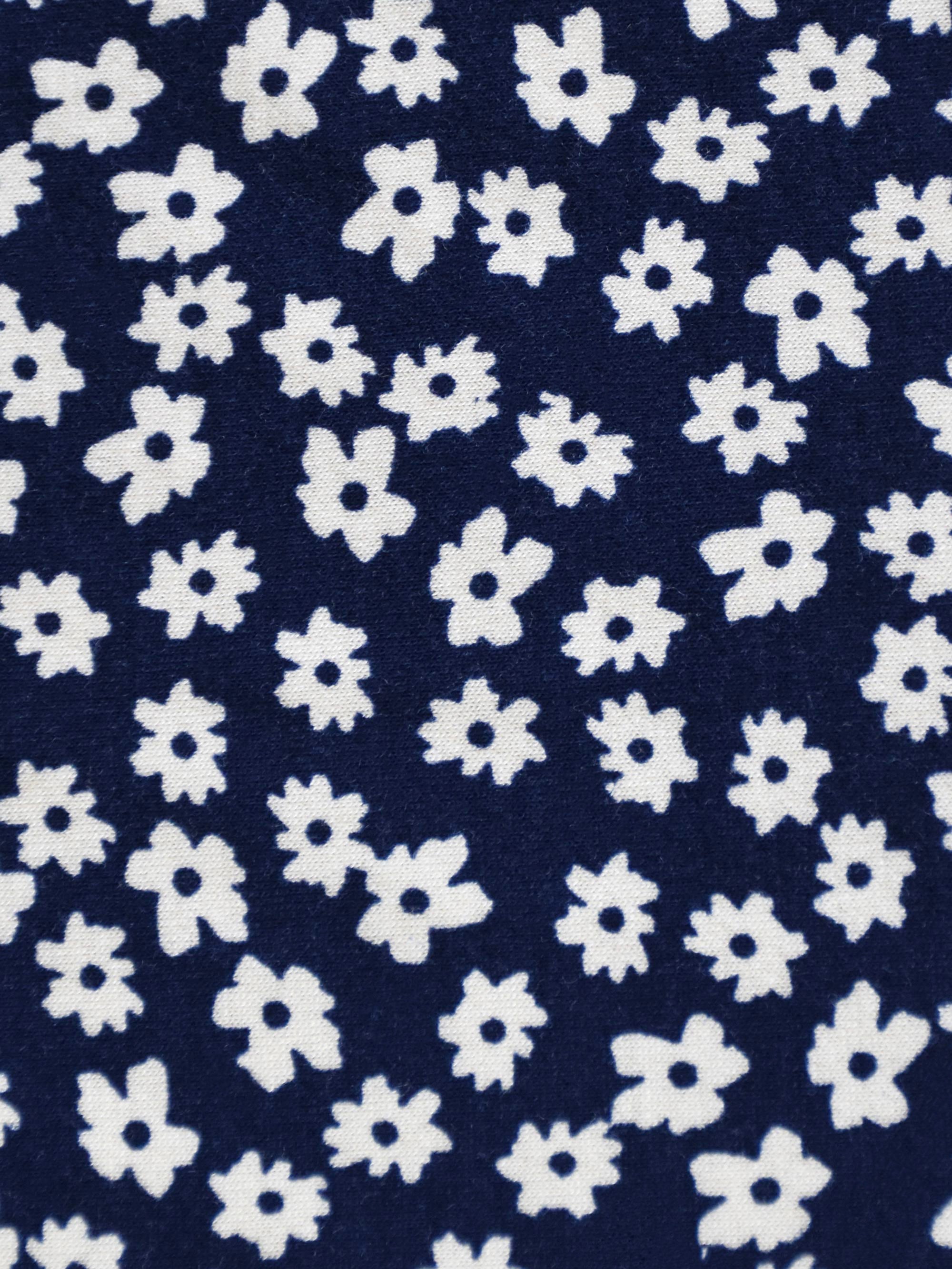 Navy Ditsy Print Jersey Pleat Front Top