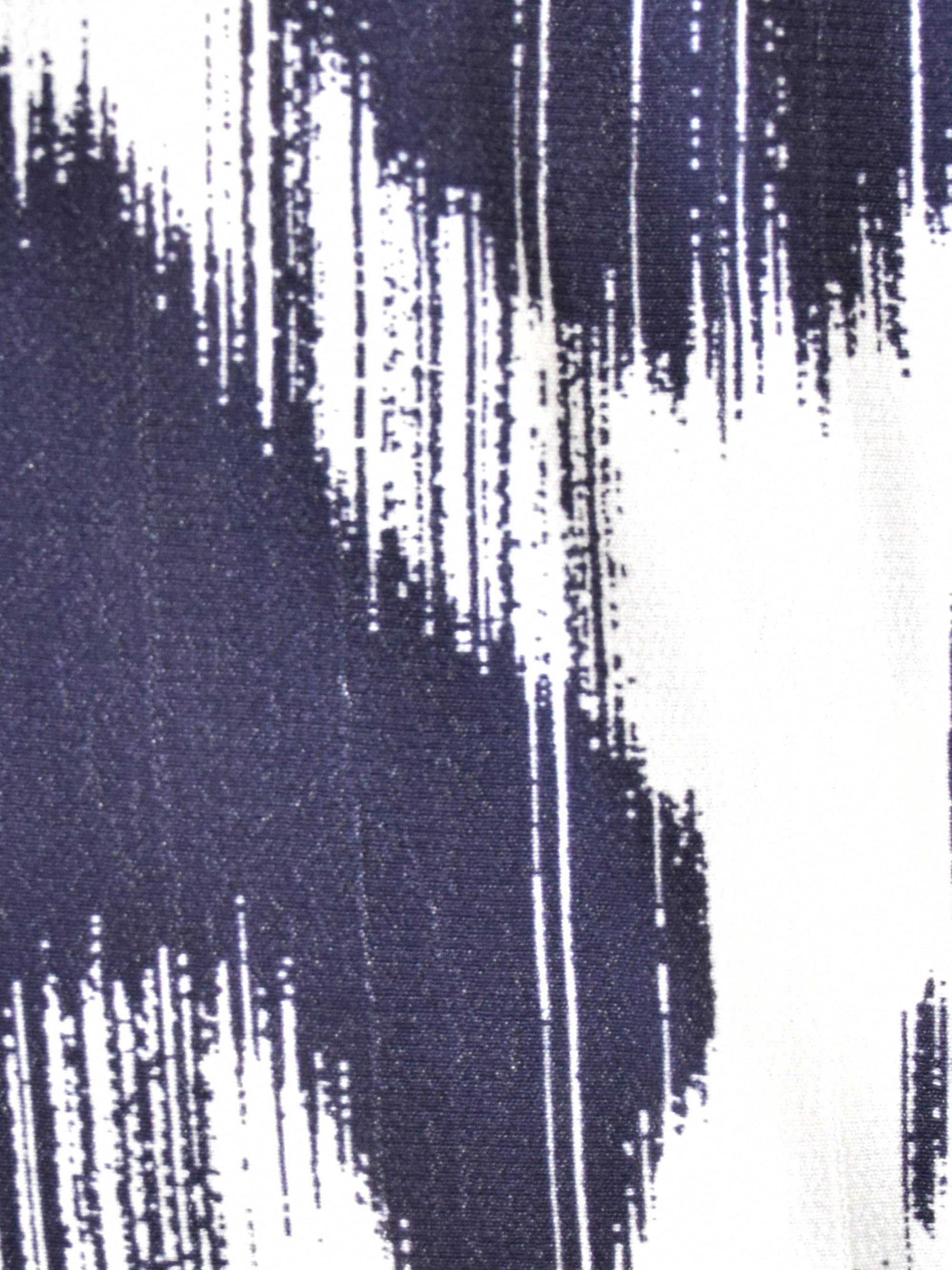 Navy Geo Print Tie Neck Blouse