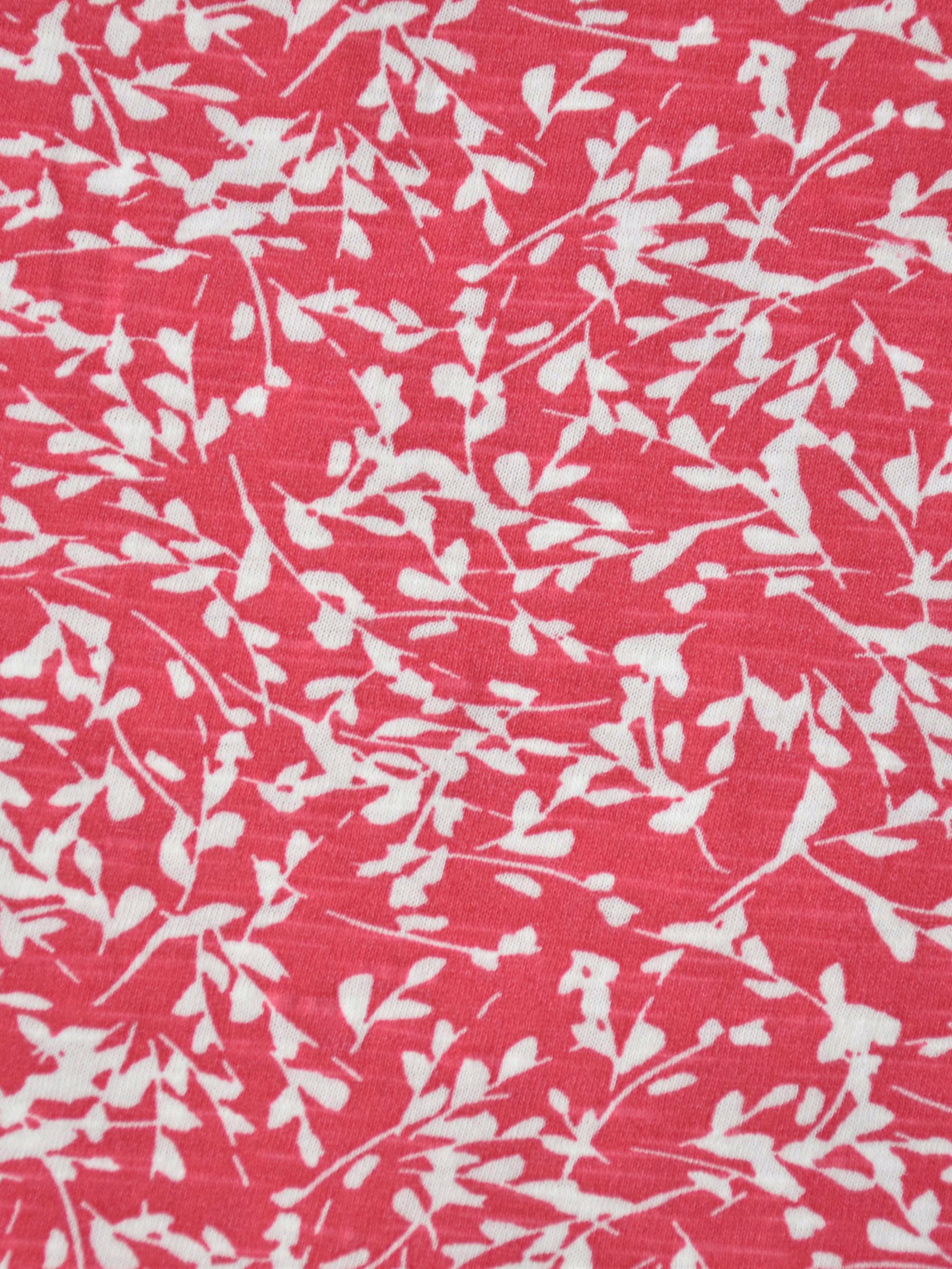 Red Print Cotton Slub Button Front Midi Dress