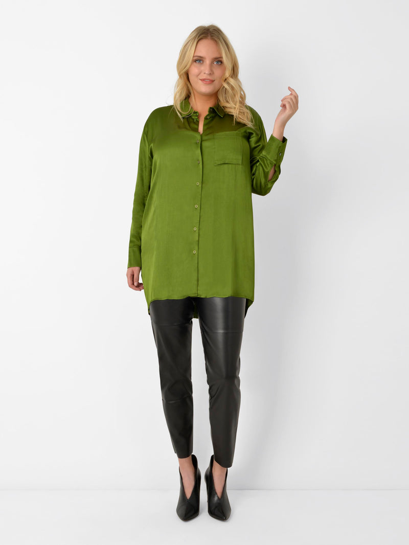 Alligator Green Viscose Satin Shirt