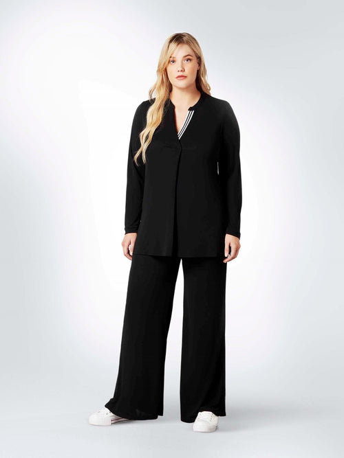 Black French Crepe Grosgrain Blouse - Live Unlimited London