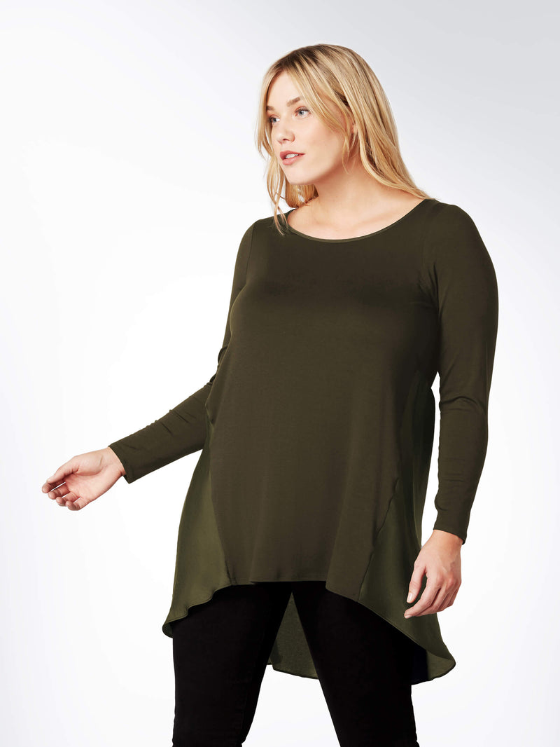 Jersey Satin Mix Tunic - Plus Size Clothing from Live Unlimited London