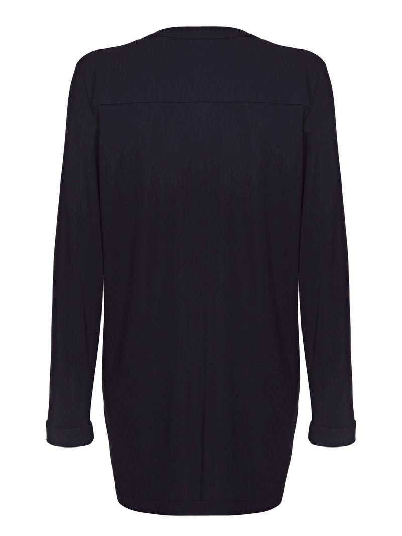 Black French Crepe Grosgrain Blouse - Live Unlimited London