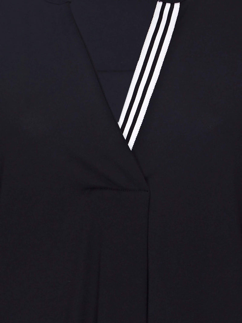 Black French Crepe Grosgrain Blouse - Live Unlimited London