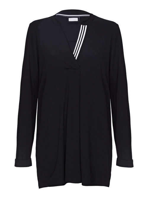 Black French Crepe Grosgrain Blouse - Live Unlimited London