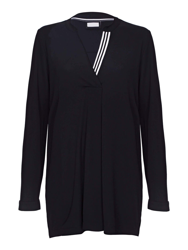 Black French Crepe Grosgrain Blouse - Live Unlimited London