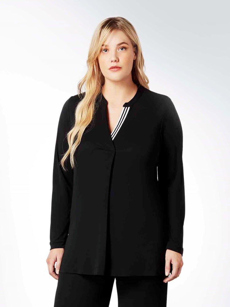 Black French Crepe Grosgrain Blouse - Live Unlimited London