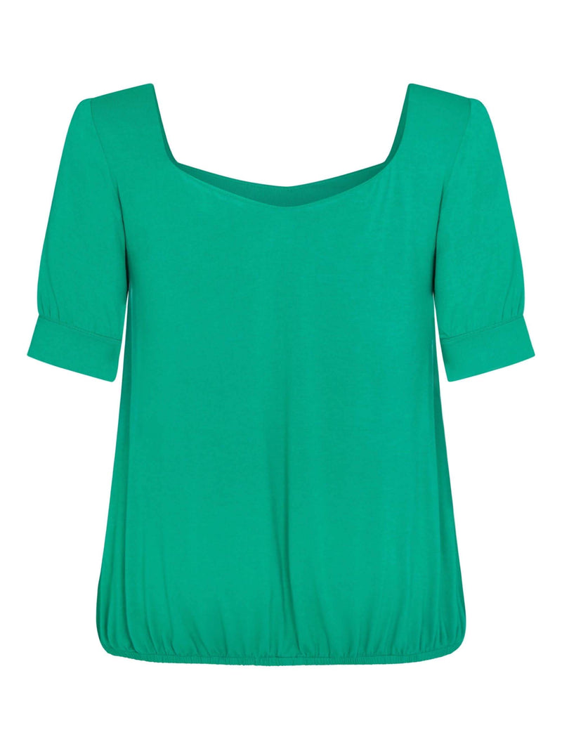 Jersey Square Neck Top With Blouson Hem - Live Unlimited London