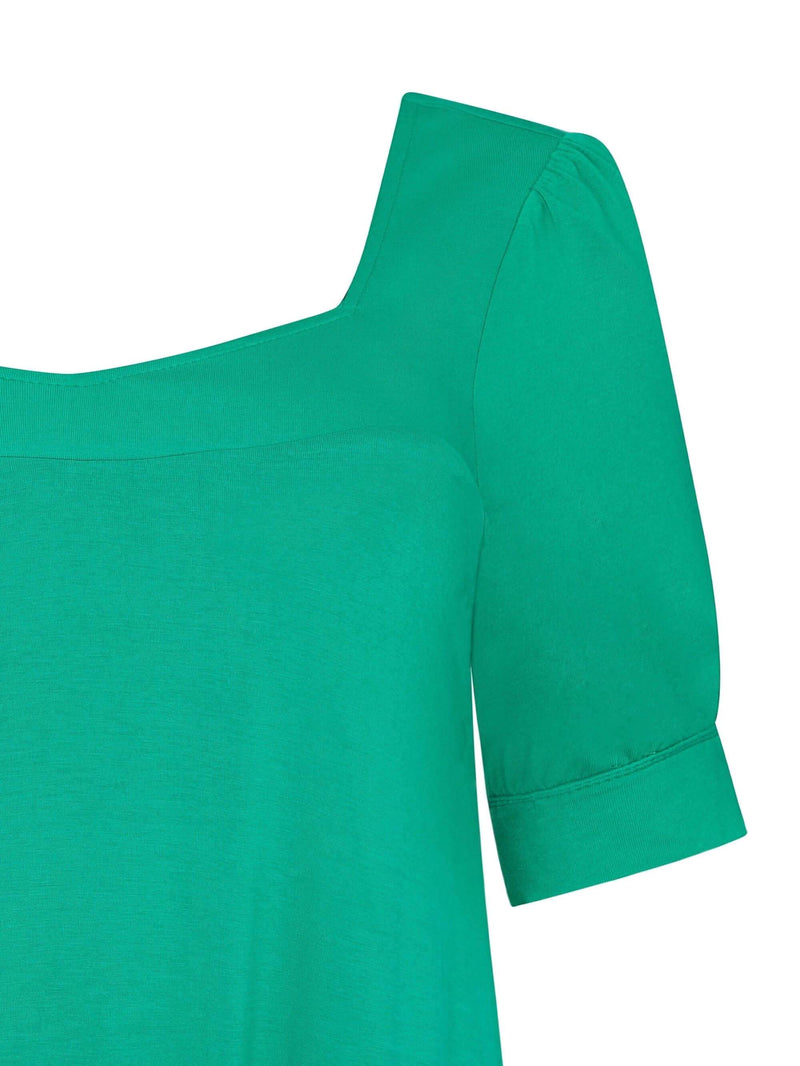Jersey Square Neck Top With Blouson Hem - Live Unlimited London