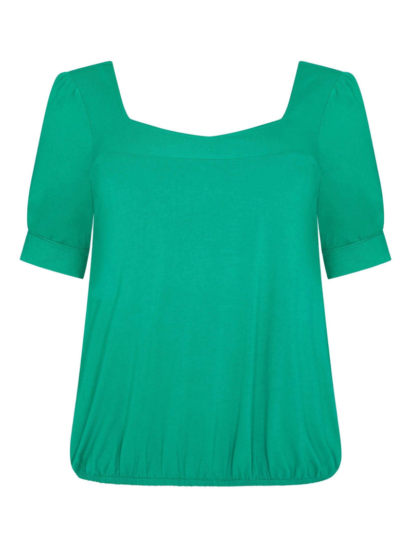 Jersey Square Neck Top With Blouson Hem - Live Unlimited London