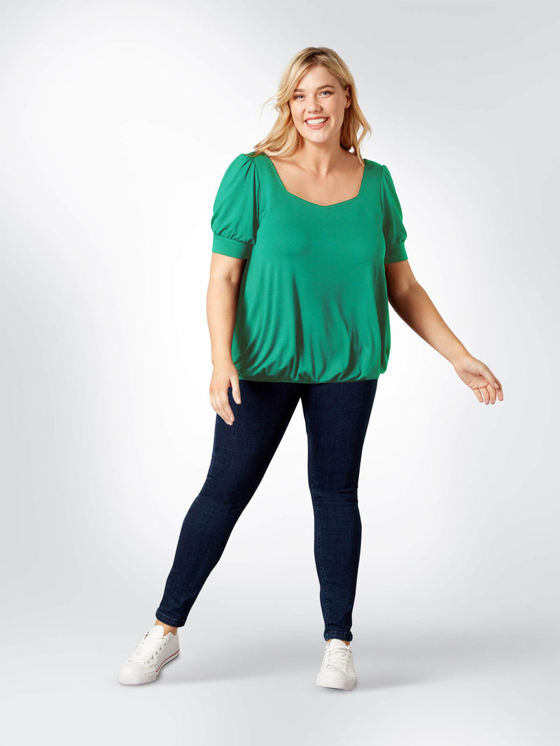 Jersey Square Neck Top With Blouson Hem - Live Unlimited London