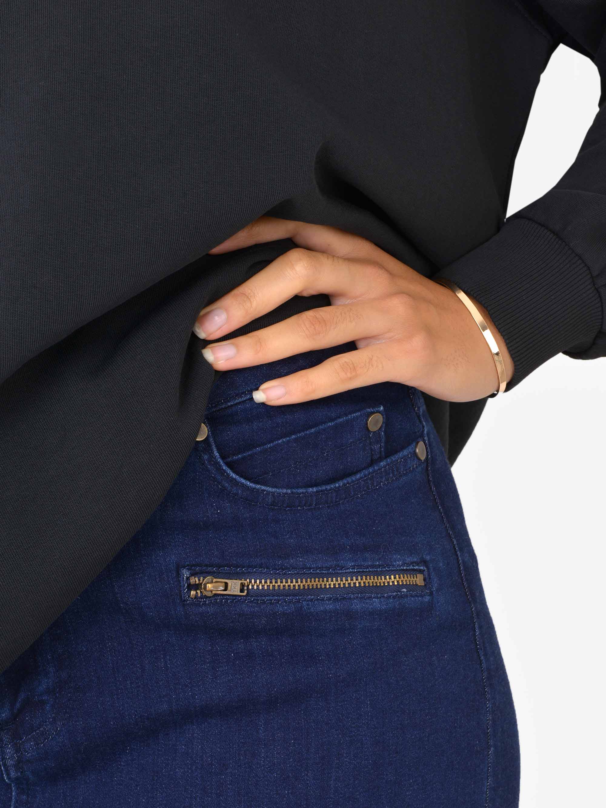 Zip Detail Jeans Blue