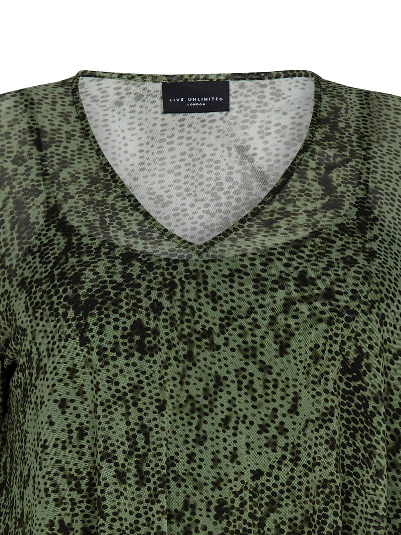 Green V Neck Mesh Top