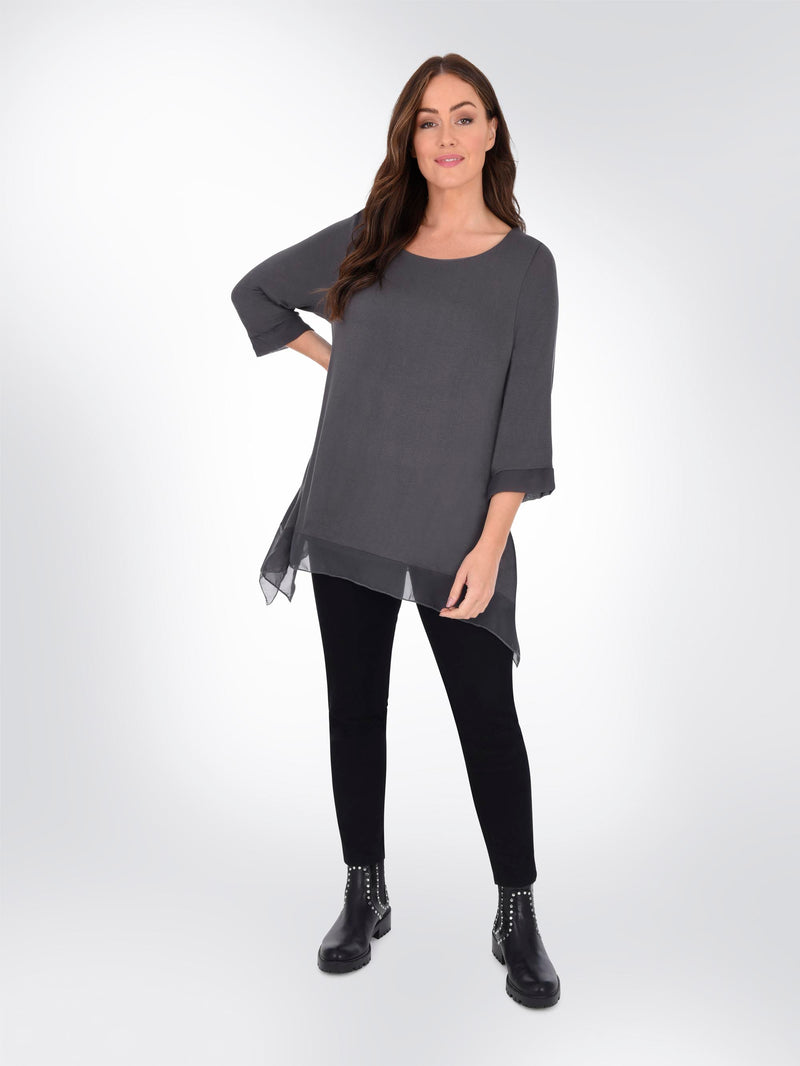 Hanky Hem Jersey Top with Contrast Hem