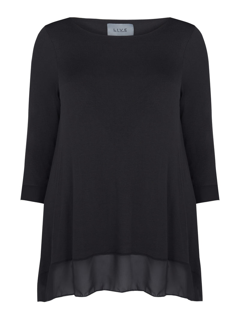 Hanky Hem Jersey Top with Contrast Hem