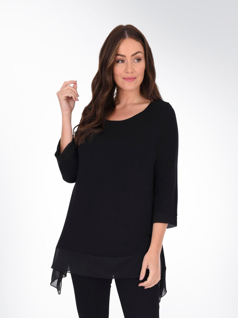 Hanky Hem Jersey Top with Contrast Hem