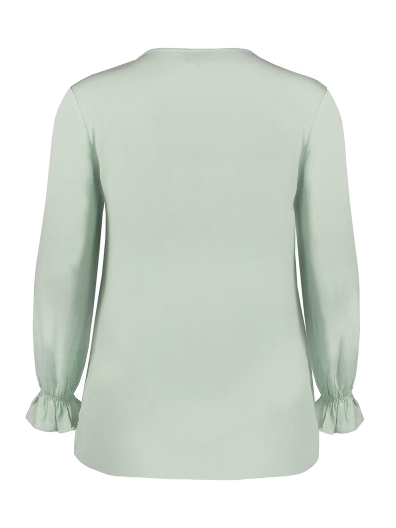 Sage Green Crinkle Ruffle Blouse