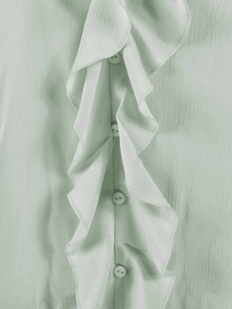 Sage Green Crinkle Ruffle Blouse