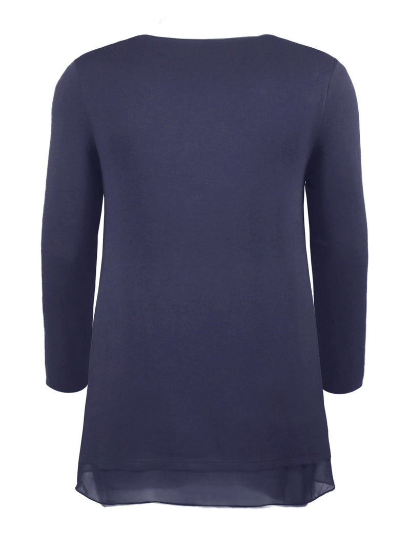 Blue Double Layered V Neck Top