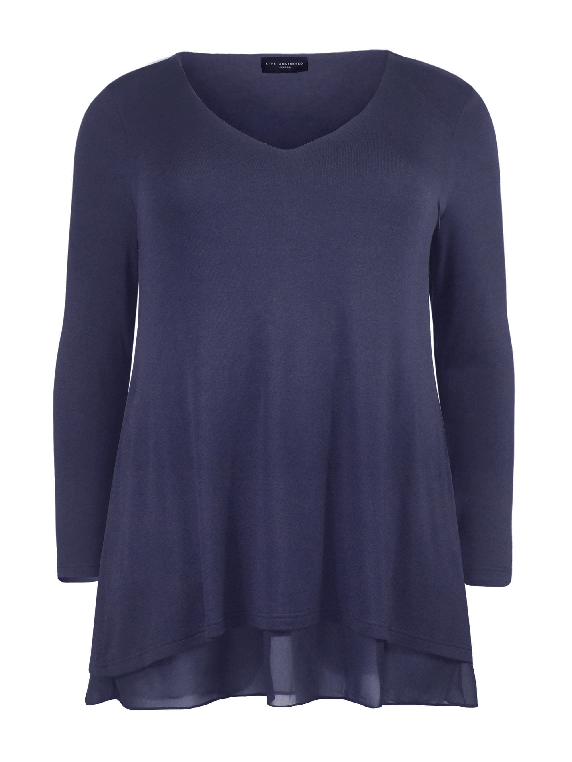Blue Double Layered V Neck Top