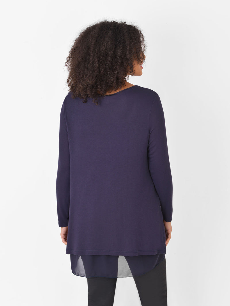 Blue Double Layered V Neck Top