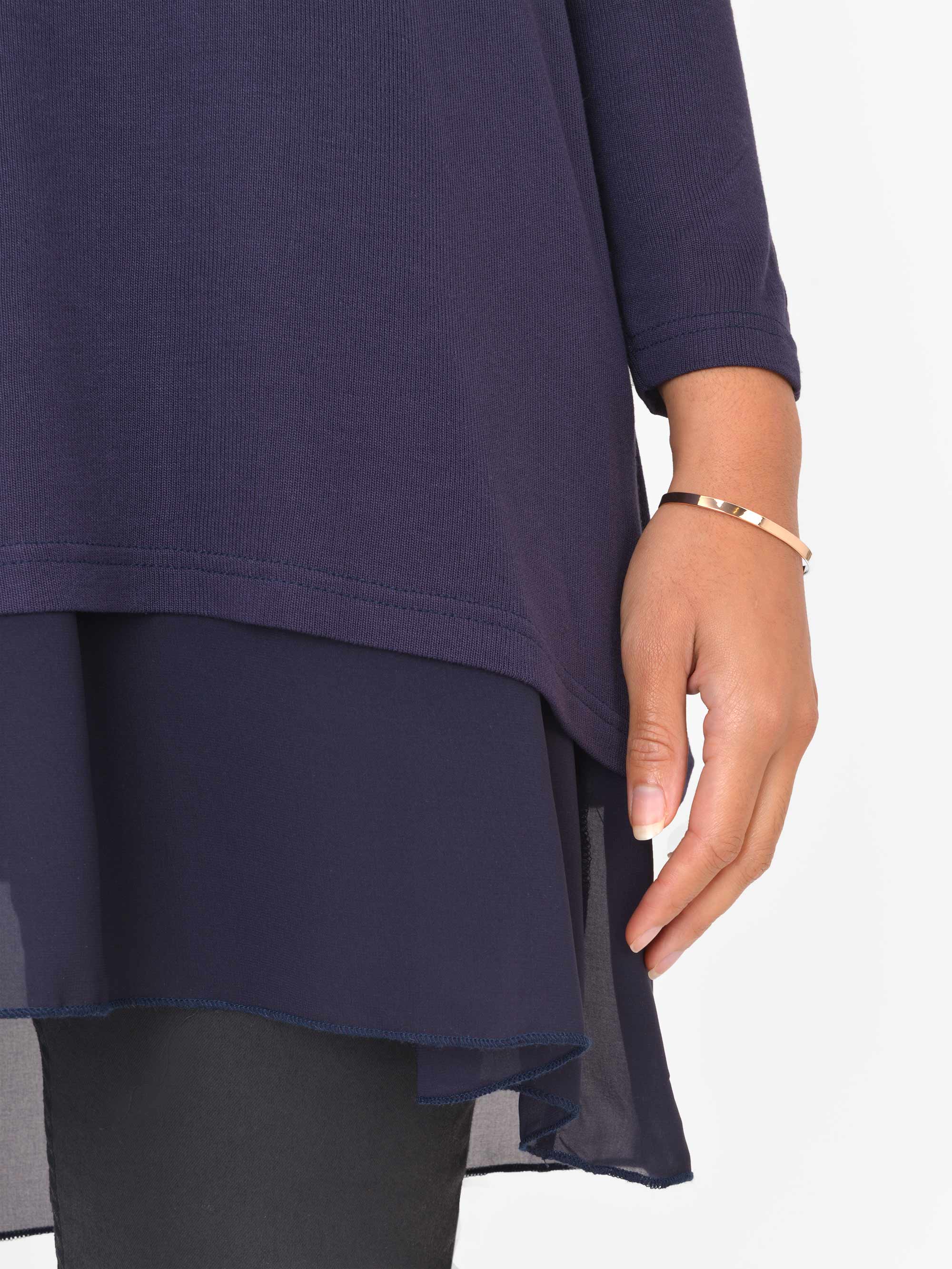 Blue Double Layered V Neck Top
