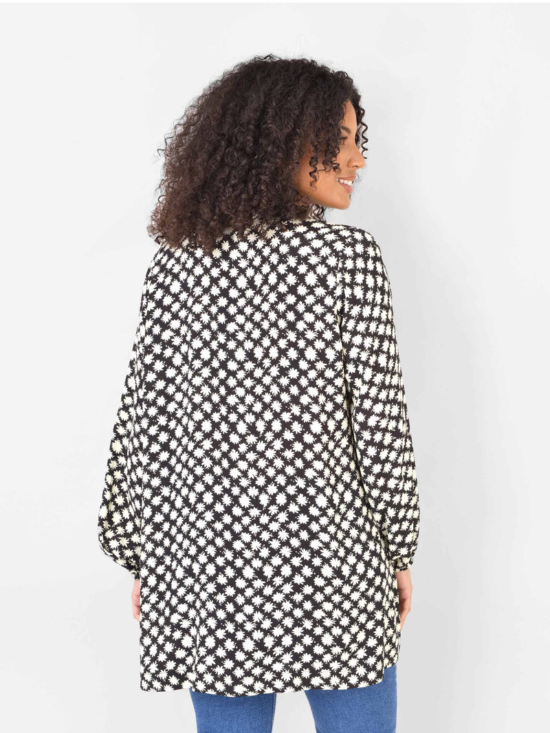 Black and Cream Ditsy Long Sleeve Tunic