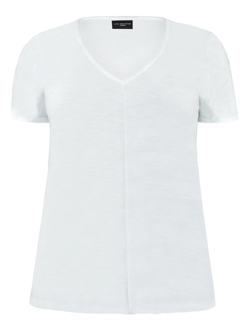 White Cotton Textured Short Sleeve Tee