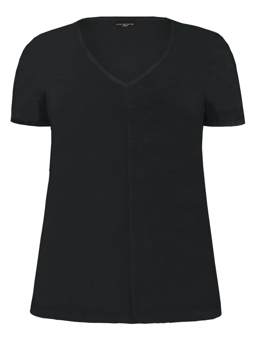 Black Cotton Textured Short Sleeve Tee