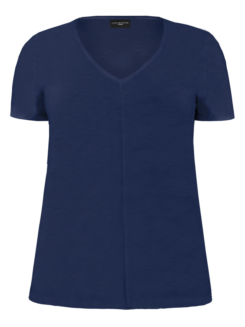 Blue Cotton Textured Short Sleeve Tee