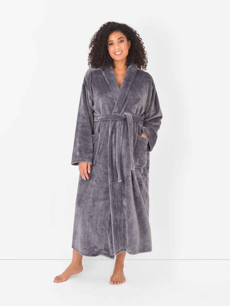 Mens Grey Fluffy Dressing Gown  Chelsea Peers NYC
