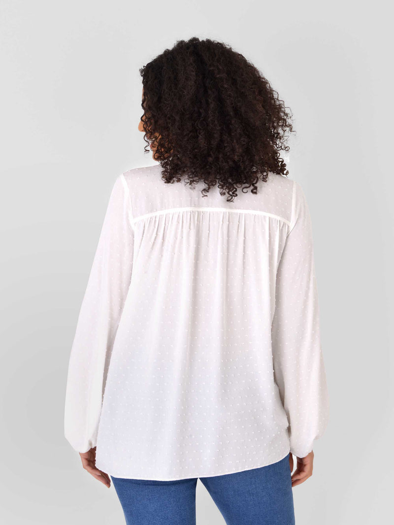 White Textured Dobby Boho Blouse