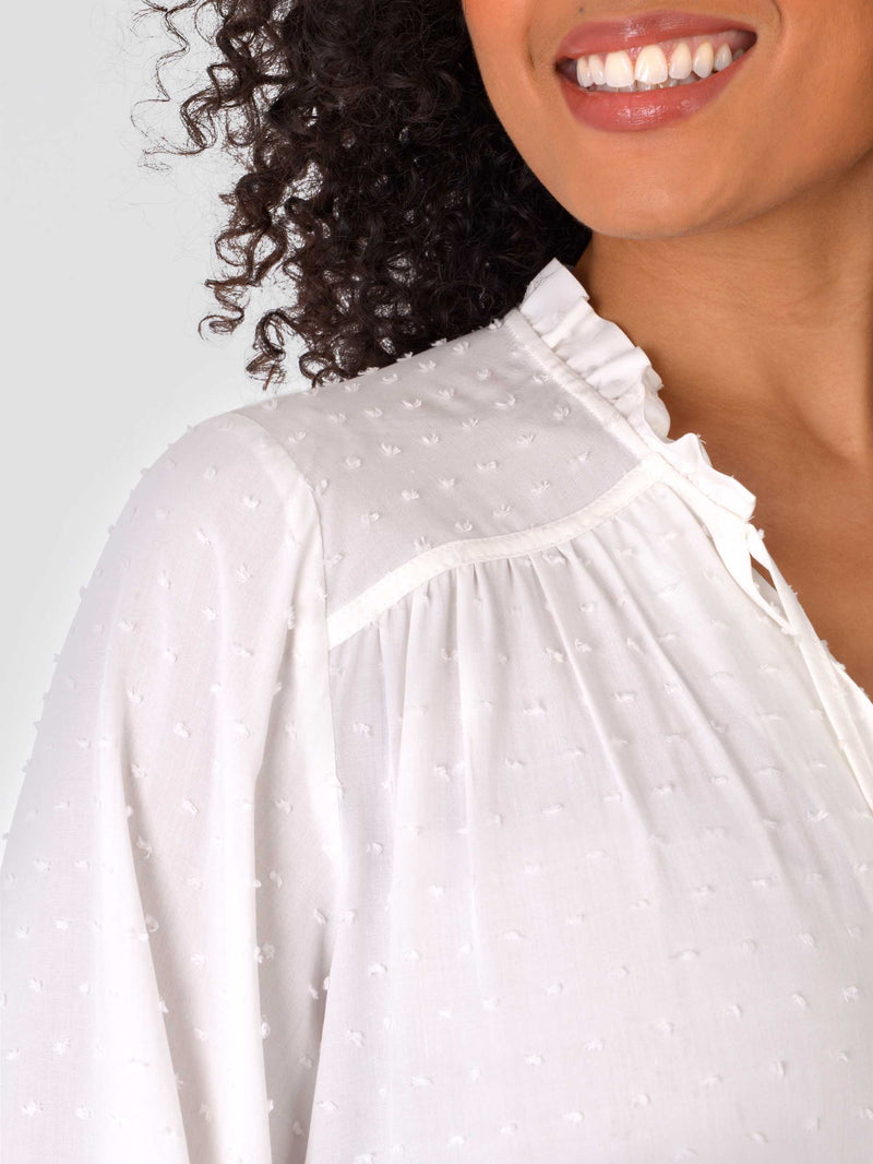 White Textured Dobby Boho Blouse