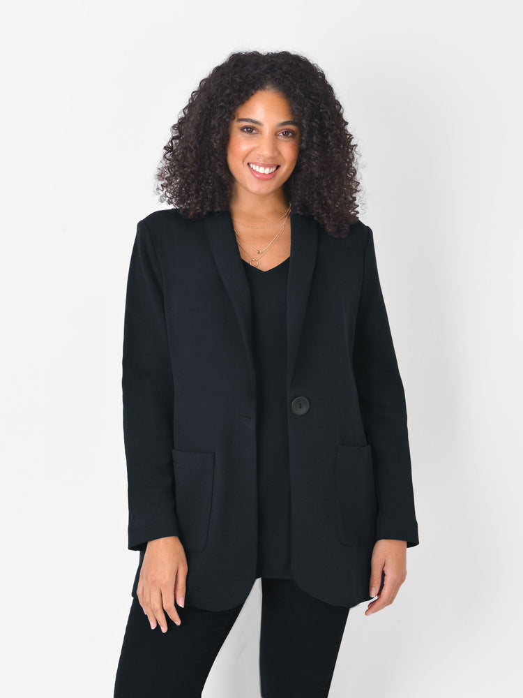 2040386 Black Cotton Blazer