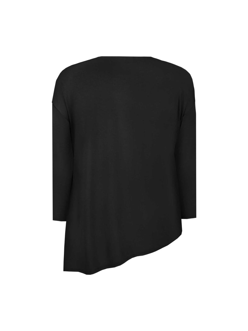 Black Jersey Asymmetric Long Sleeve Top