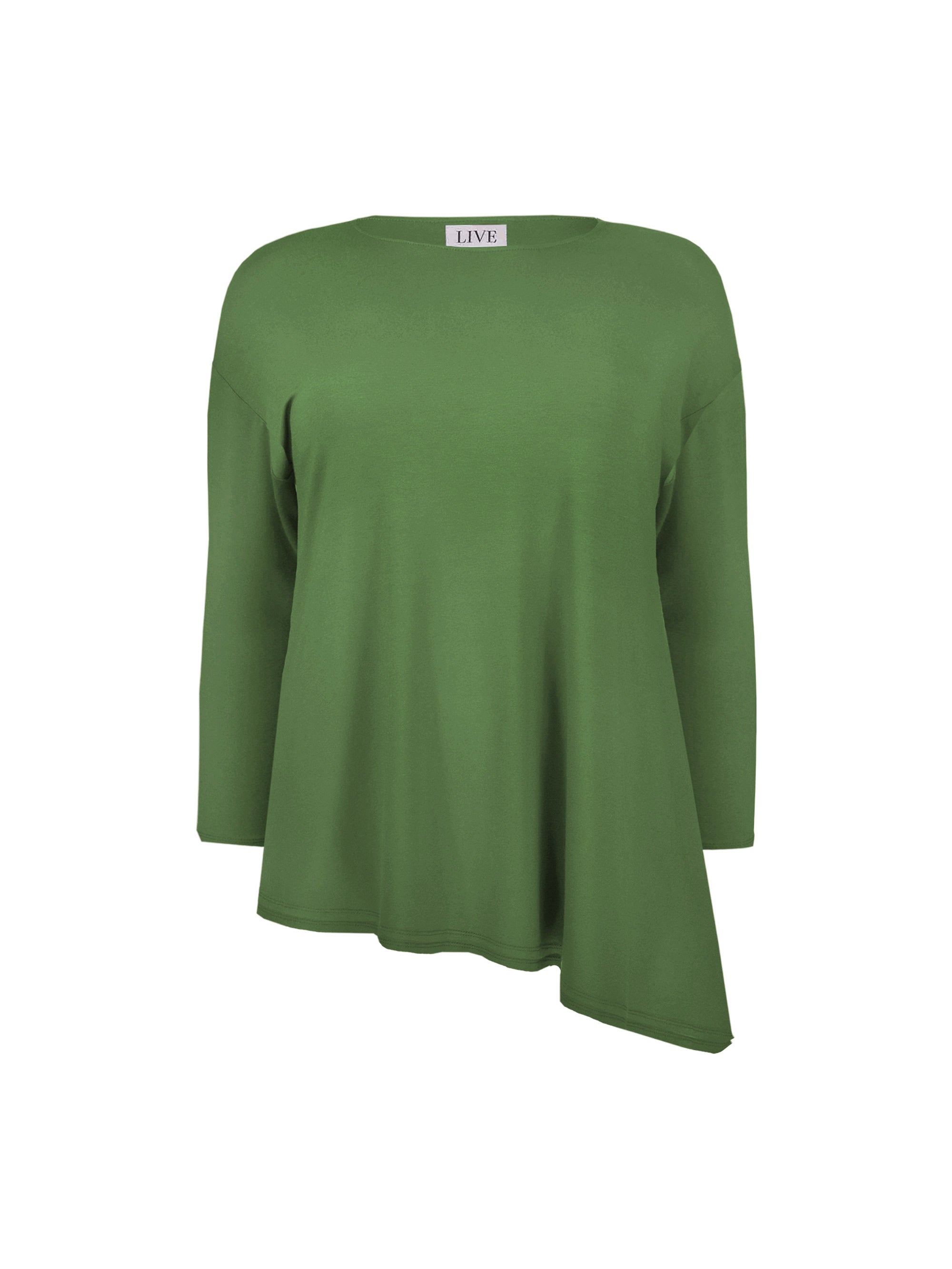 Khaki Jersey Asymmetric Long Sleeve Top