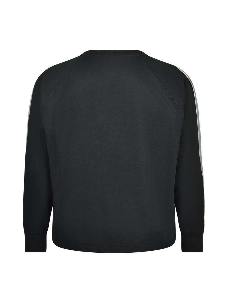Black Sweatshirt With Stripe Trim Sleeve