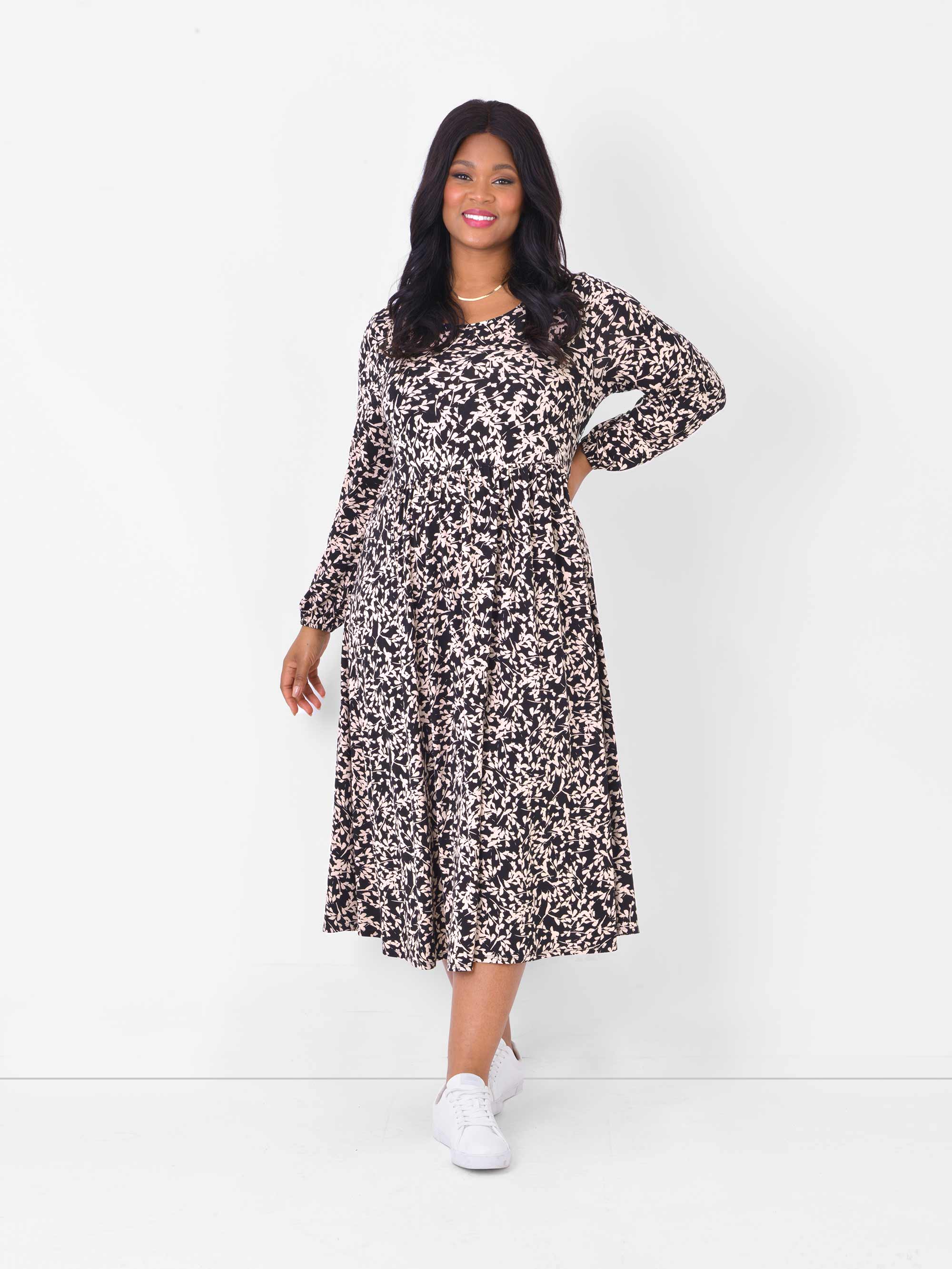 Multi Print Jersey Midi Dress