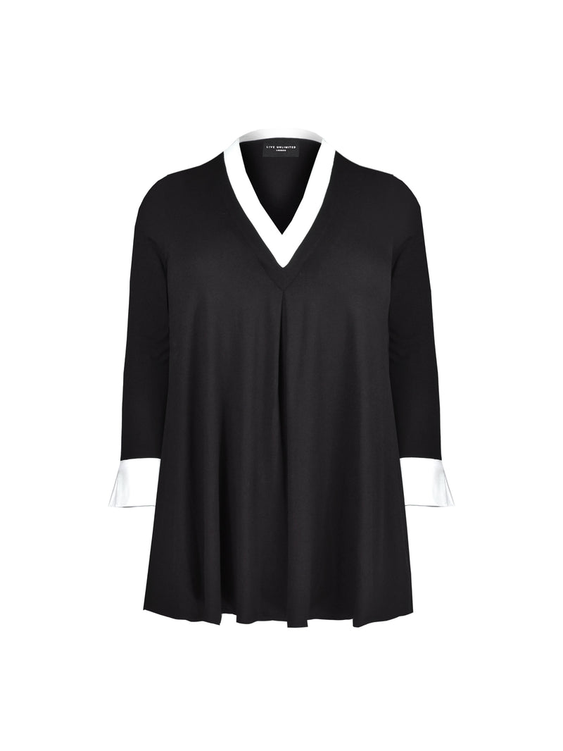 Mono Colour Block V Neck Tunic